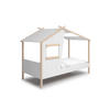 HÜTTENBETT mit schrägem Dach und verspieltem Fenster 90x190 cm 103/215,4/158.5 cm - Weiß, Holz (90/190cm) - Calicosy