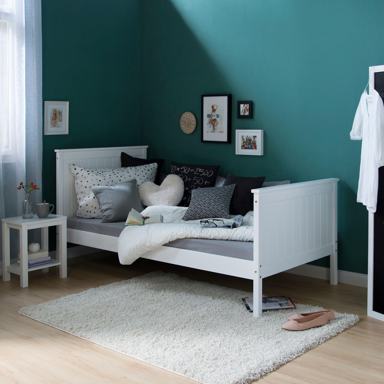 HOLZBETT Kinderbett 90/200 cm weiß - Weiß, Holz (98/97/208cm) - Homestyle4u