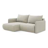 ECKSOFA mit Schlaffunktion Strukturstoff Stoff Beige - Beige/Creme, Kunststoff/Textil (148/207cm) - Makamii