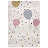 KINDERTEPPICH Alora Rosa Mazovia 160x230cm Creme Blau Ballon Kurzflor - Blau, Textil (160/230cm) - Mazovia