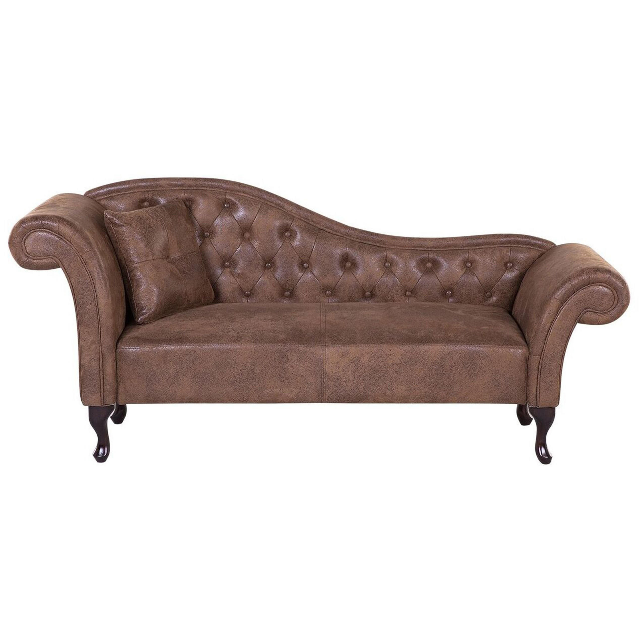 CHAISELONGUE Kunstleder hellbraun linksseitig Lattes - Braun, Kunststoff/Textil (188/87/59cm) - Beliani