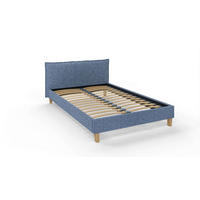 POLSTERBETT Arles 140/200 cm Boucle-Stoff - Blau/Hellbraun, Holz/Textil (140/200cm) - S-Style Möbel