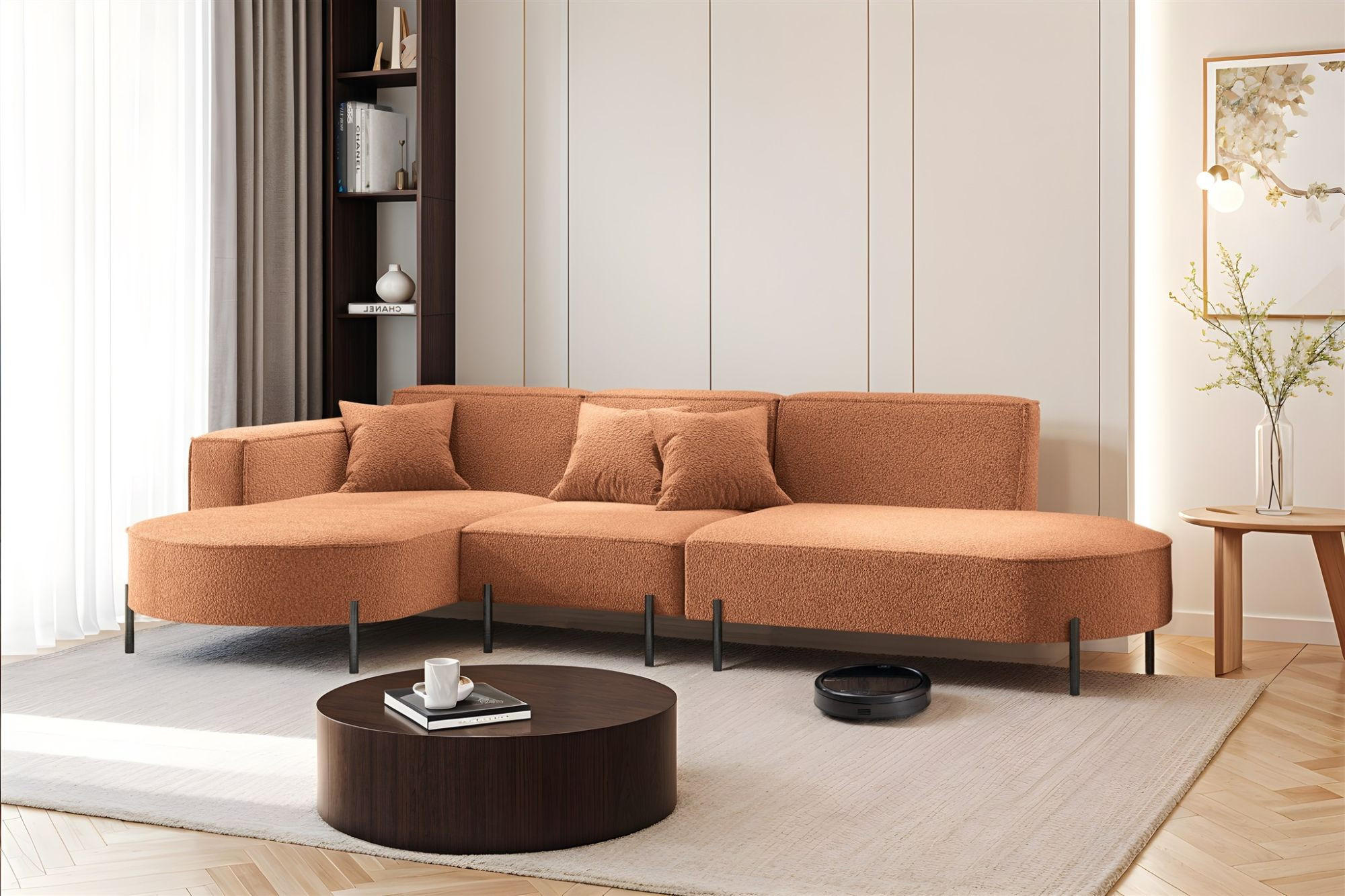 ECKSOFA Valencia - Kupferfarben, Holzwerkstoff/Textil (321/165cm) - Fun Möbel