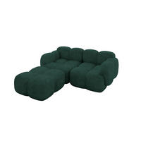 ECKSOFA modulares Sofa Links Miko-L1 214x205x75 Grün Velours - Schwarz/Grün, Holzwerkstoff/Kunststoff (214/205cm) - ALTDECOR