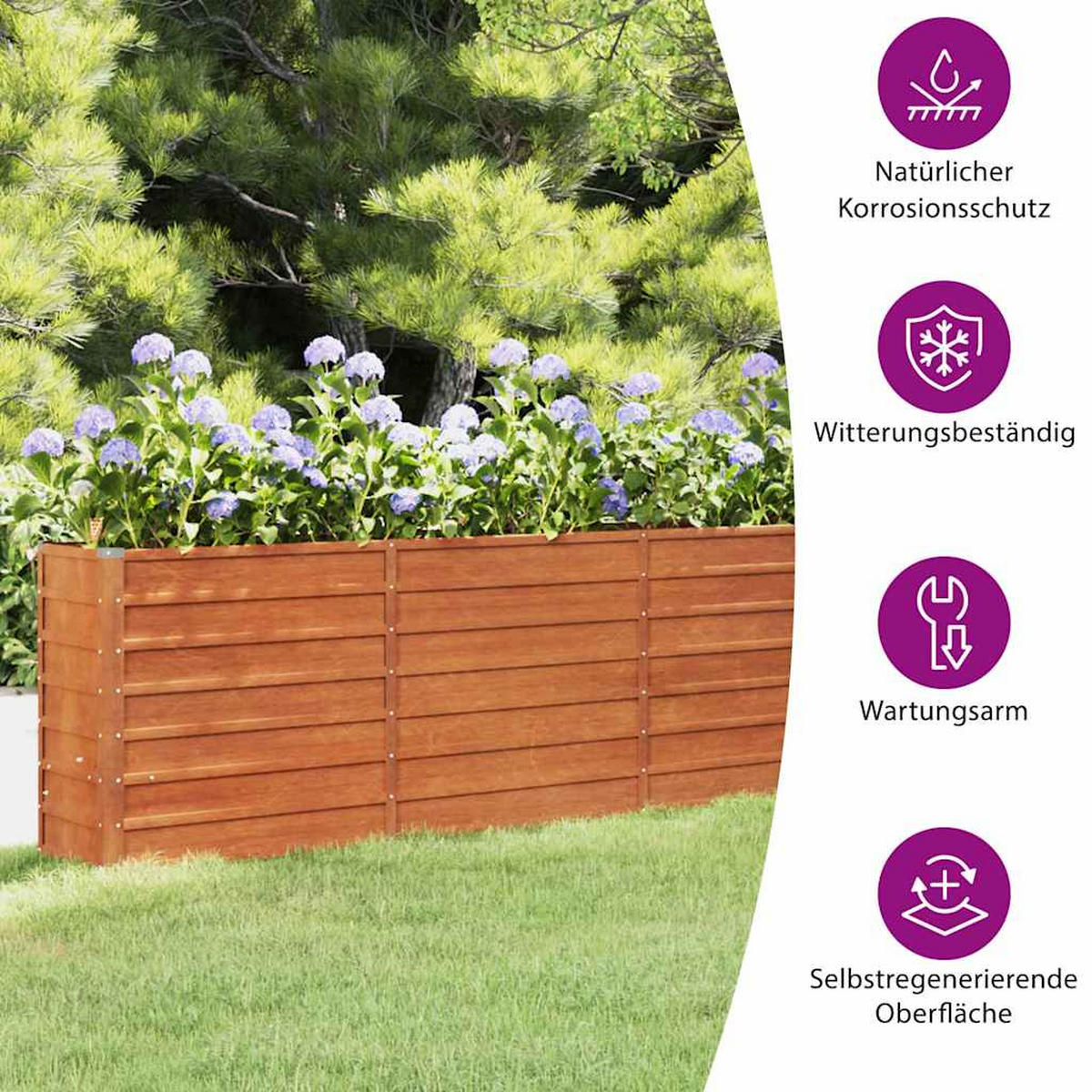 HOCHBEET Rostig 320/40/77 Cm Cortenstahl - Rostfarben, Metall (40/77/320cm) - vidaXL