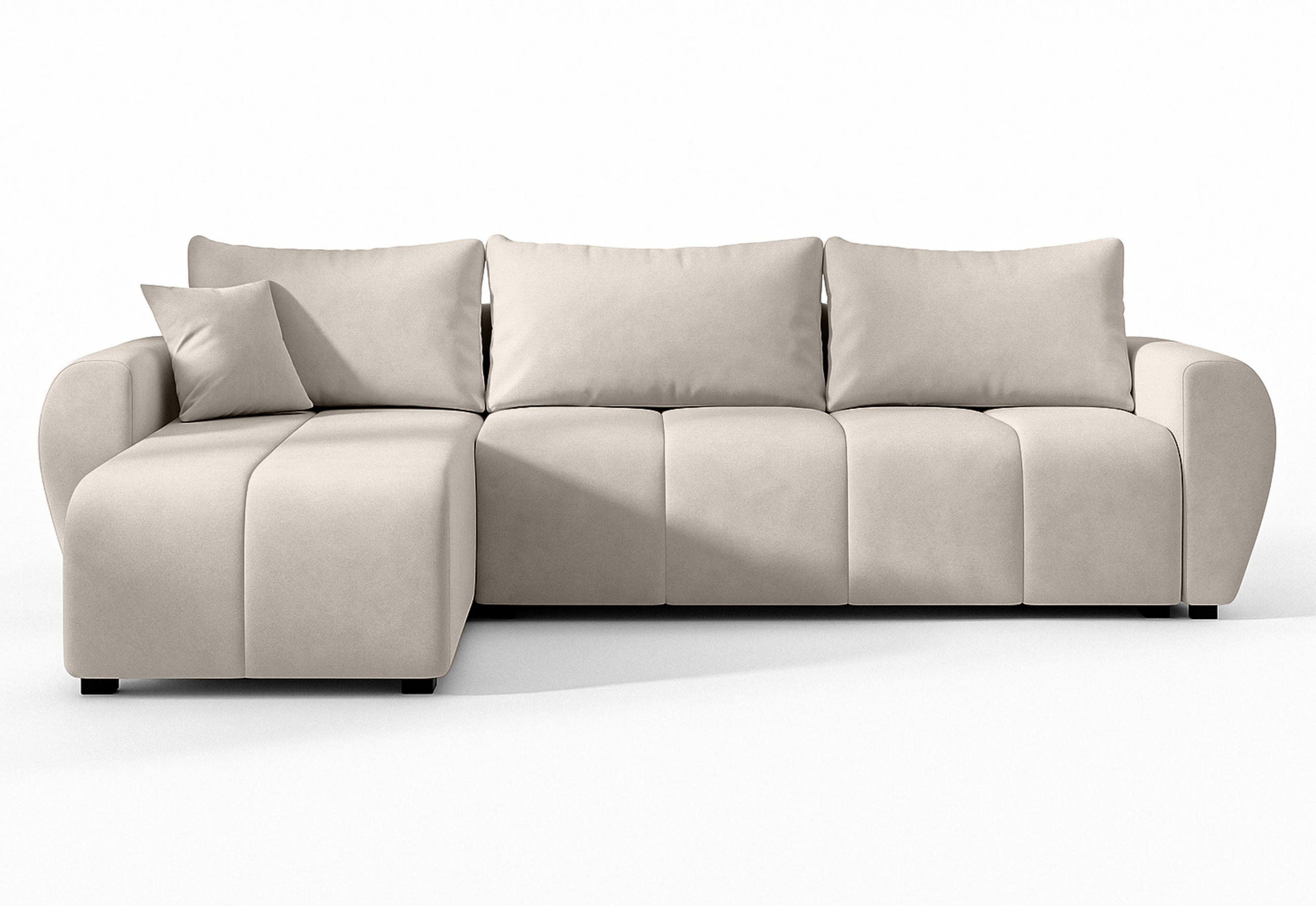 ECKSOFA L Form Malatya Beige 246/145/82 cm stilvolle mit Schlaffunktion L - Beige/Schwarz, Kunststoff/Textil (145/246cm) - AX Living