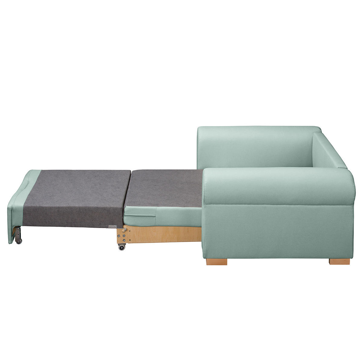 SCHLAFSOFA mit Husse - Buchefarben/Mintgrün, Buchenholz/Textil (125/90/90cm) - home24