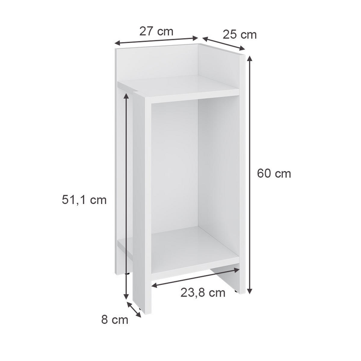 NACHTTISCH Lenar Weiß 27 x 60 cm - Weiß, Holzwerkstoff (27/60/25cm) - Vicco