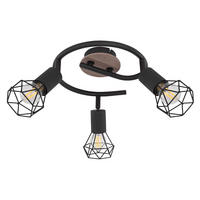 DECKENLEUCHTE Metallkäfig Schwarz Natur - Schwarz, Holz (23/23/21.5cm)