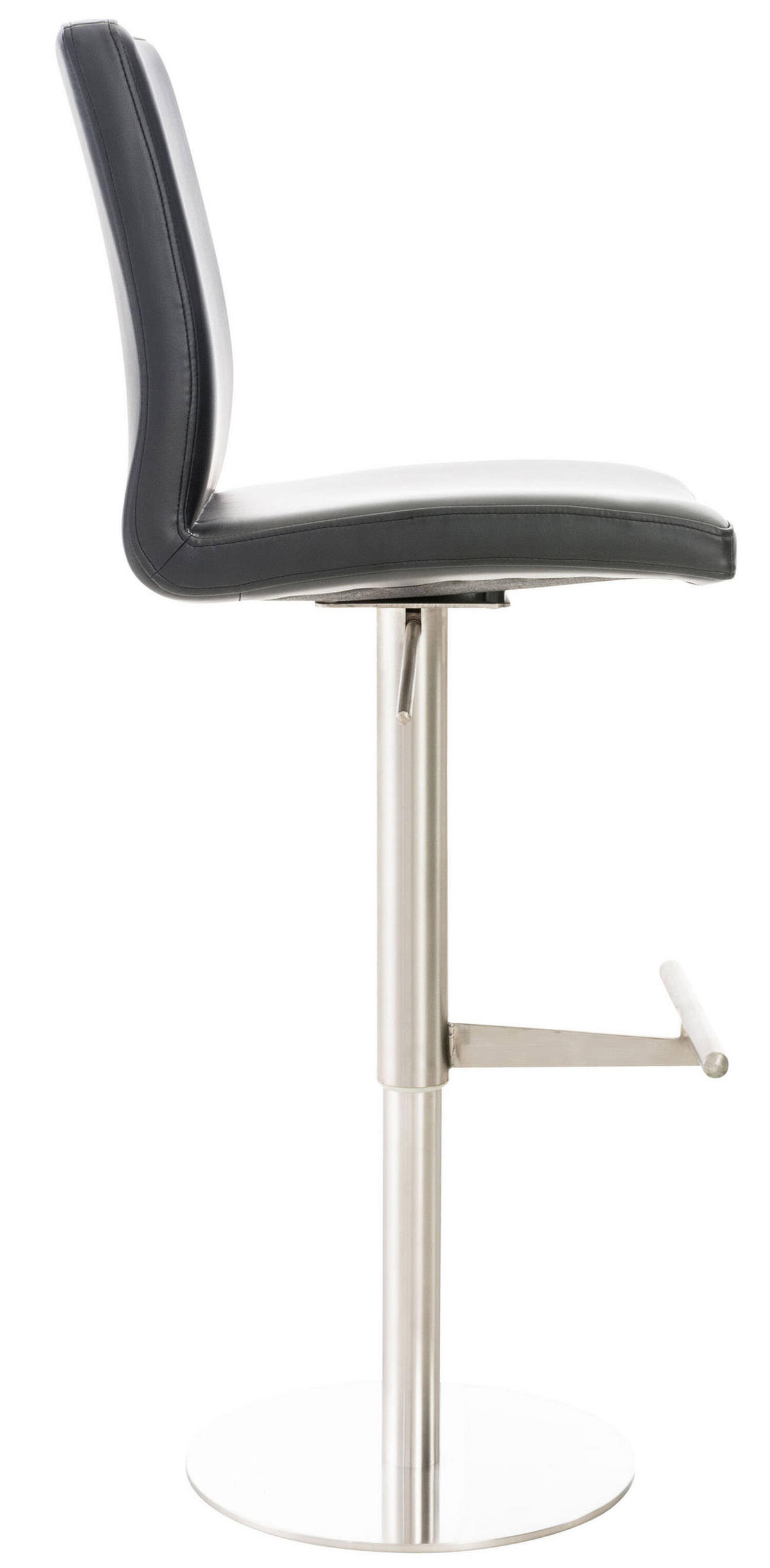 BARHOCKER Cathy, Gestell Edelstahl, Kunstleder Schwarz - Chromfarben/Schwarz, Kunststoff/Textil (40/100/49cm) - TPFLiving