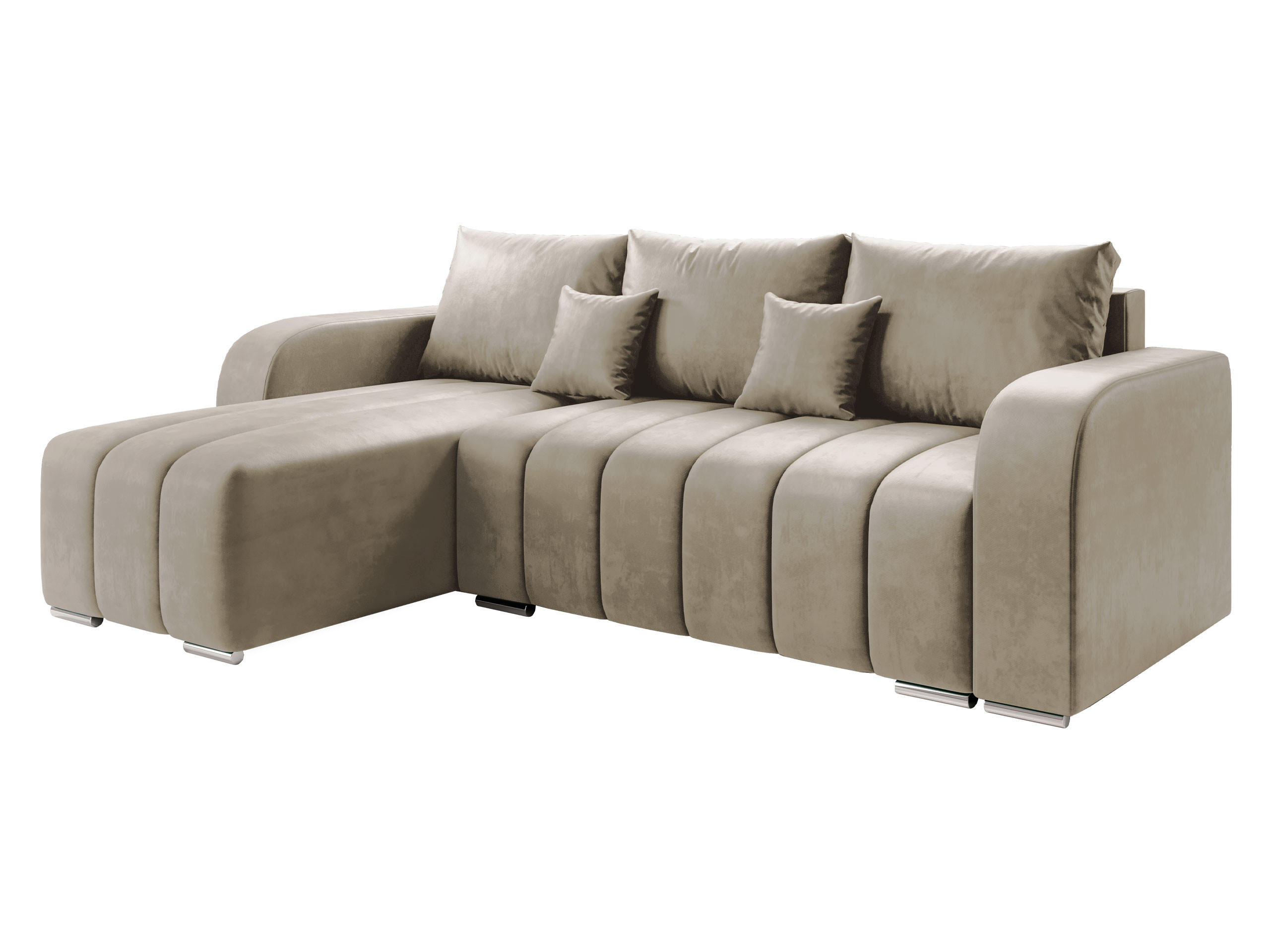ECKSOFA Pufetto - Beige/Silberfarben, Holz/Textil (244/147cm) - MIRJAN24