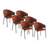 STUHL mit Armlehnen 6er-Set - Samt & schwarzes Metall - Terracotta - ORDIDA - Braun, Textil (61/80/53cm) - Pascal Morabito