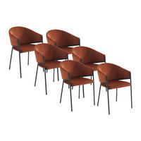 STUHL mit Armlehnen 6er-Set - Samt & schwarzes Metall - Terracotta - ORDIDA - Braun, Textil (61/80/53cm) - Pascal Morabito