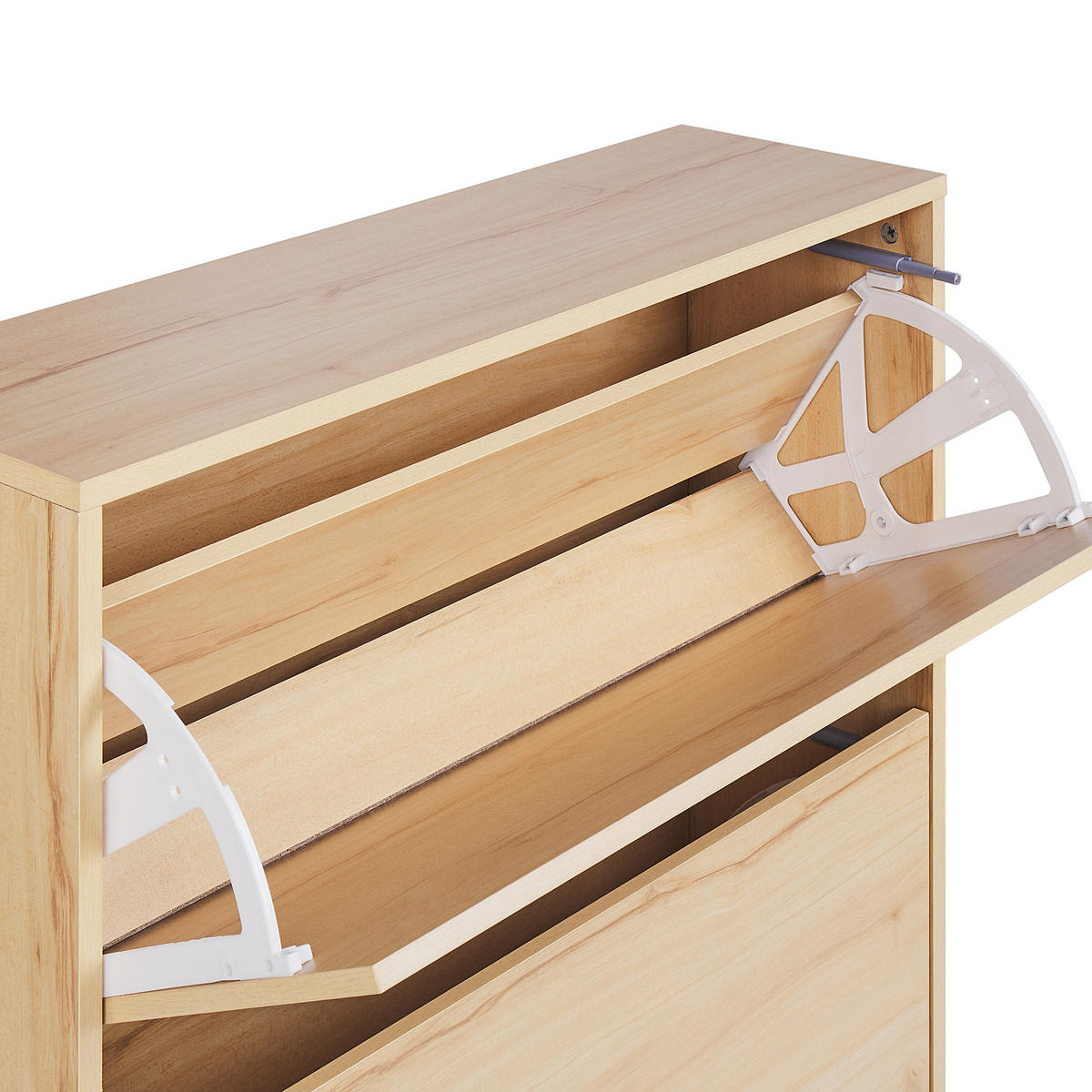 SCHUHSCHRANK Heller Holzfarbton Norris - Hellbraun, Holzwerkstoff (80/90/24cm) - Beliani