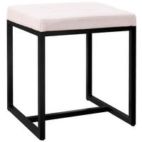 SITZWÜRFEL eckig 40/40/48 cm Stoff creme - Creme/Schwarz, Textil/Metall (40/48/40cm) - CLP