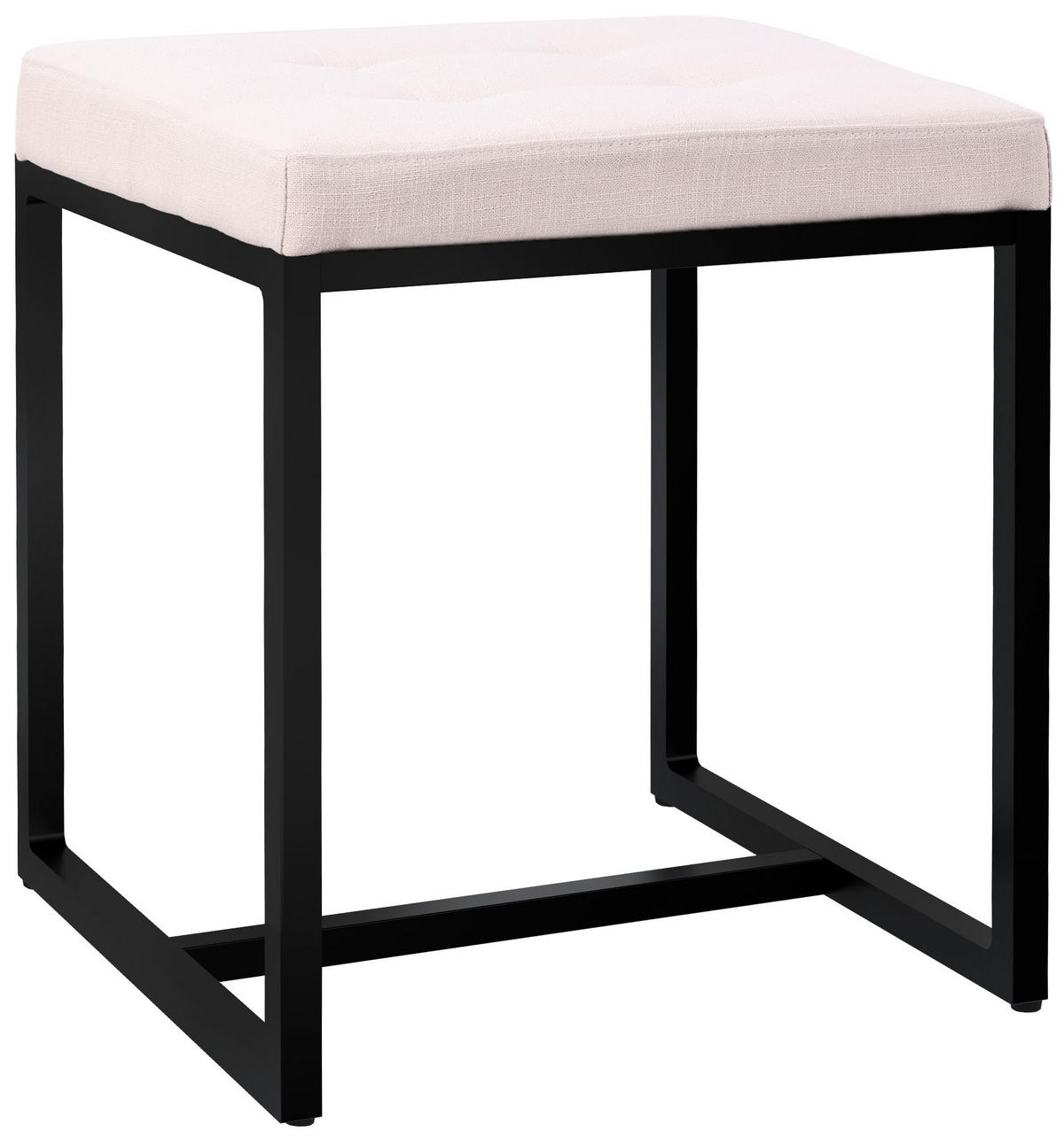 SITZWÜRFEL eckig 40/40/48 cm Stoff creme - Creme/Schwarz, Textil/Metall (40/48/40cm) - CLP