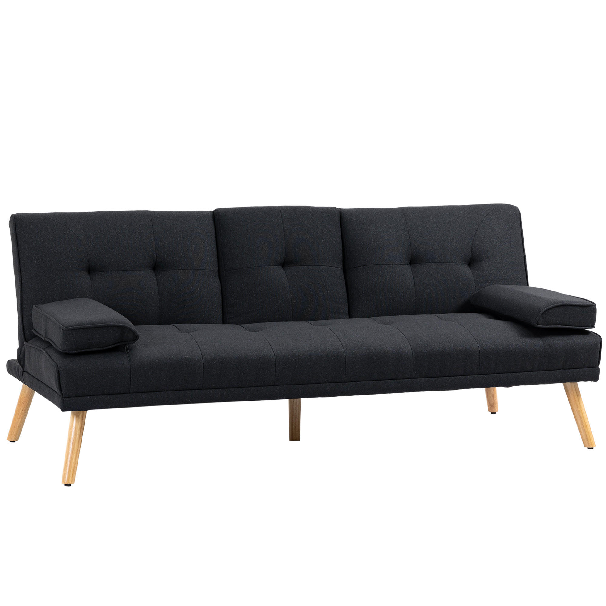 SCHLAFSOFA 3-Sitzer-Schlafcouch mit Klappbarem Tisch, Grau - Grau, Textil (181/78/77cm) - HOMCOM
