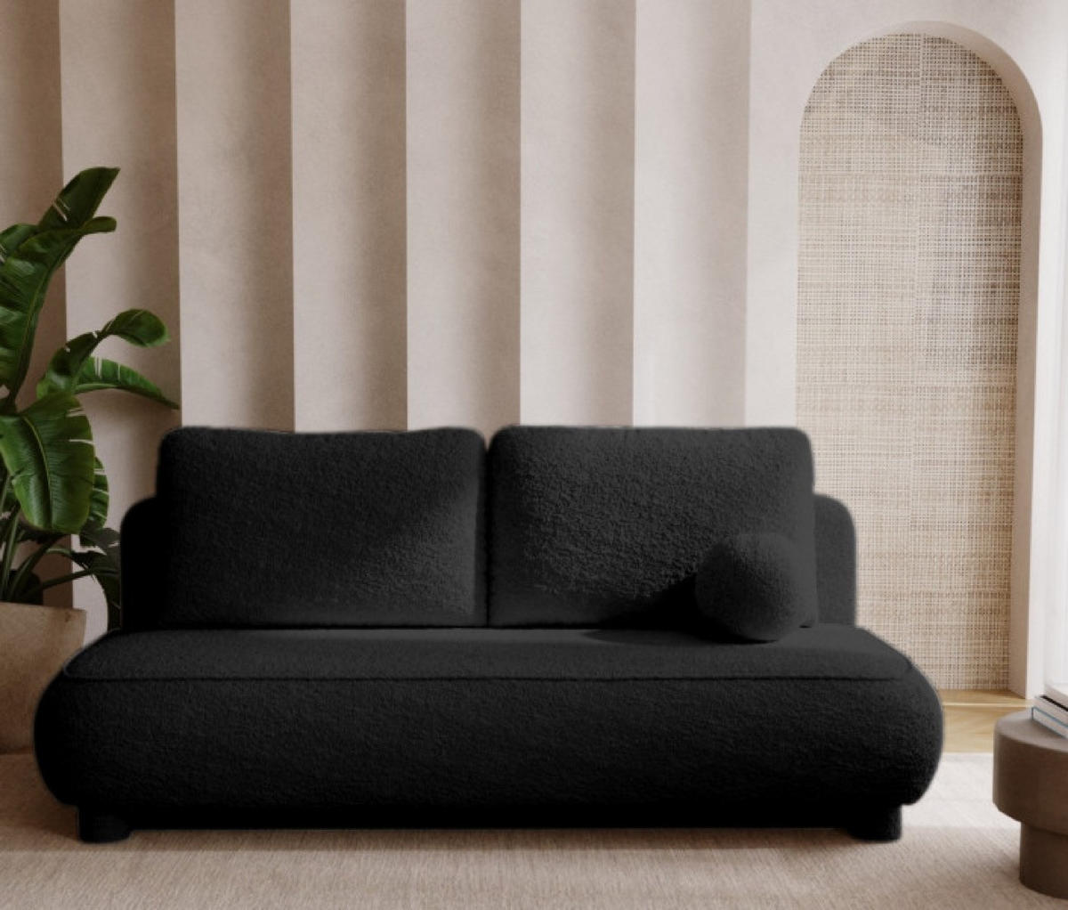 SOFA Schwarz MAJA Mit Schlaffunktion Boucle - Schwarz, Textil (209/96/96cm) - Sepro Meble
