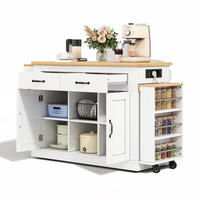 KÜCHENINSEL 142/55/93 cm weiß aus MDF mit Doppelauszug - Weiß, Holzwerkstoff (142/93/55cm) - OKWISH