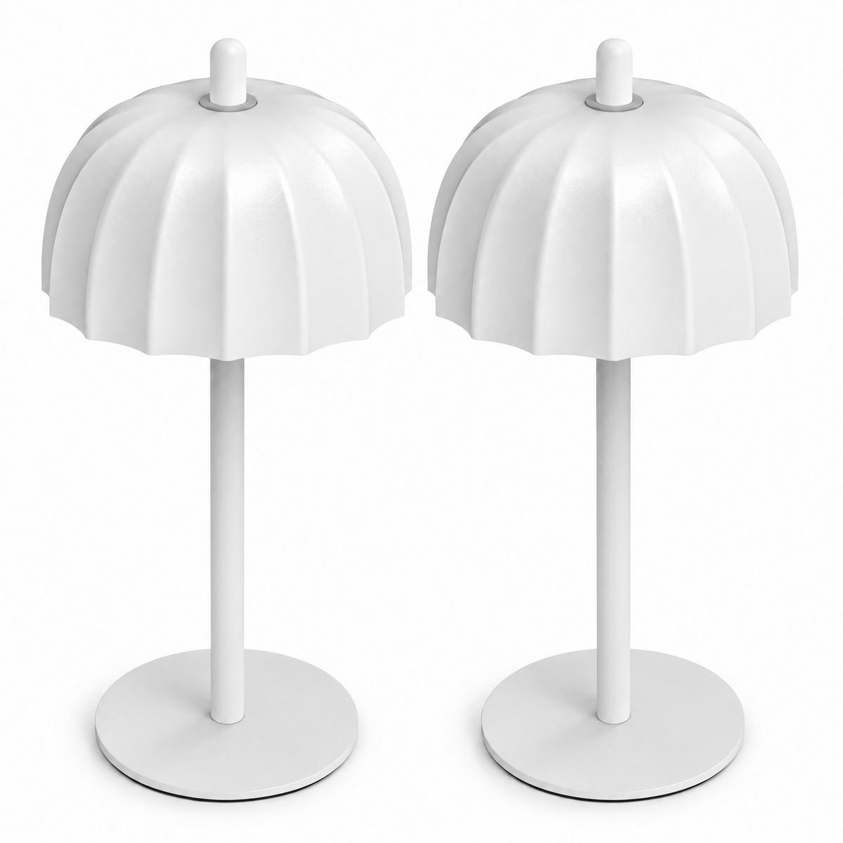 LED-TISCHLEUCHTE Umbrella schwarz 21cm Metall 2er-Set weiß - Weiß, Metall (10/10/21cm) - Northpoint