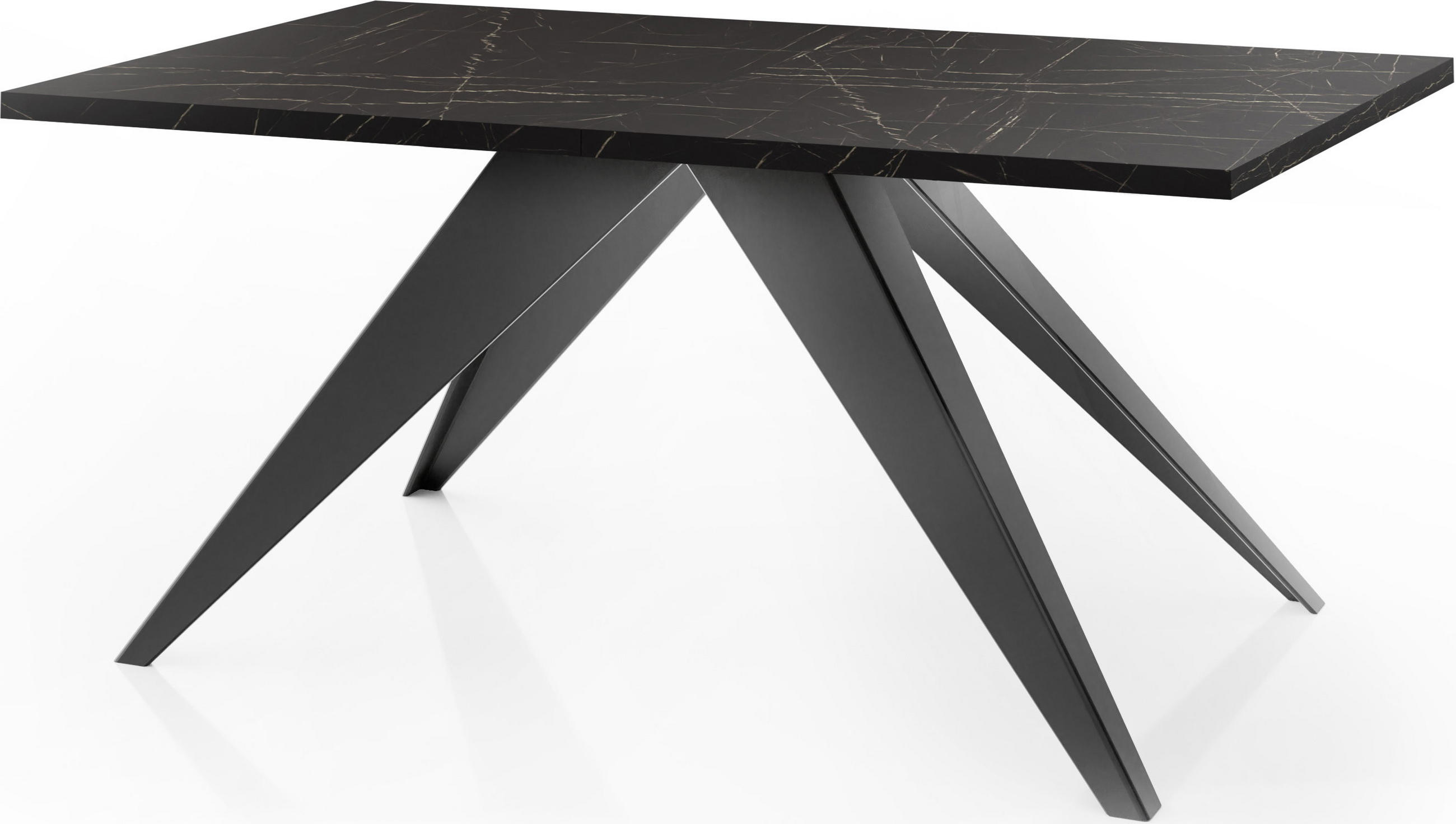 ESSTISCH Vance rechteckig ausziehbar, Marmor Schwarz 160-260/90/76 cm - Anthrazit/Schwarz, Holzwerkstoff/Metall (90/260/76cm) - WFL GROUP