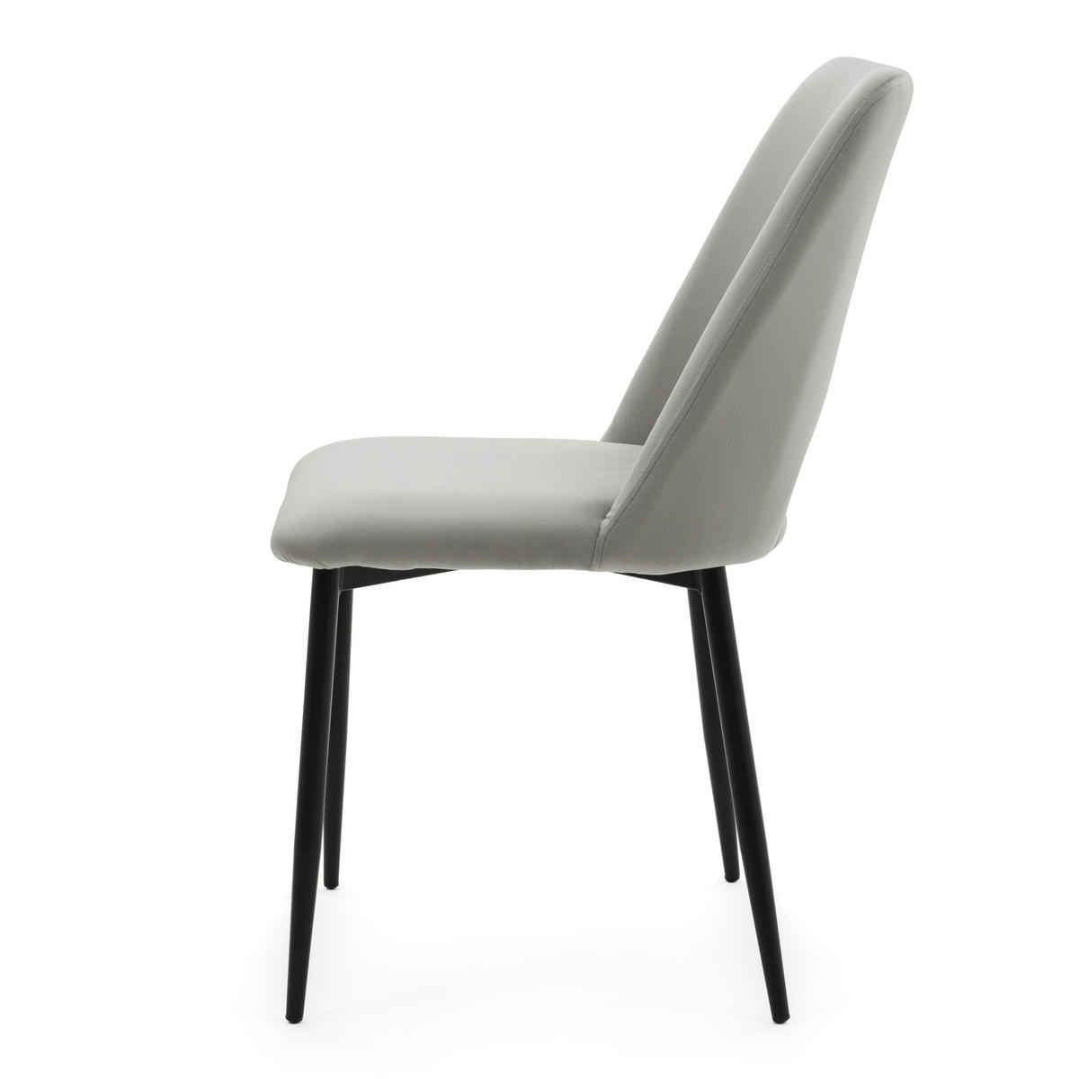 STUHL ORO gepolsterter mit Steppung - hellgrau - Samt Velour - Hellgrau/Schwarz, Textil/Metall (47/91/55cm) - NEW HOME