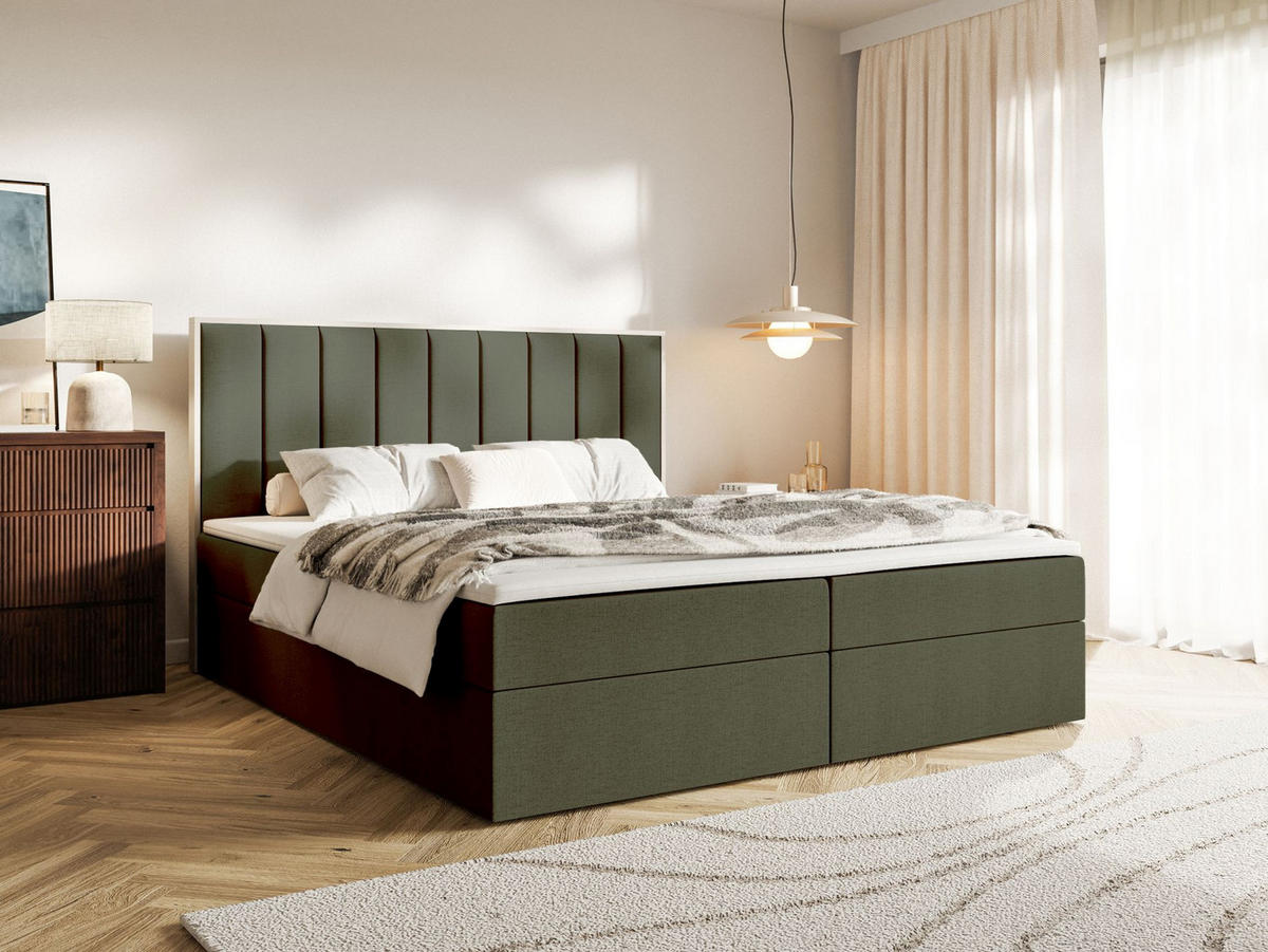 BOXBETT Togents Dunkelgrün Chenille hydrophob 180x200 cm - Dunkelgrün, Textil (180/200cm) - Selsey