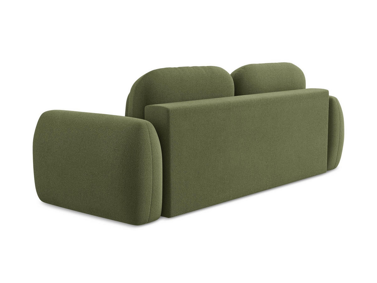 3-SITZER SOFA mit Schlaffunktion Bouclé Stoff Grün - Schwarz/Grün, Holzwerkstoff/Kunststoff (266/95/121cm) - LaMiaSofa