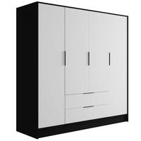 KLEIDERSCHRANK mit Flügeltüren KOLIN 200x200cm Schwarz / Weiß - Schwarz/Weiß, Holzwerkstoff (200/200/51cm) - ALTDECOR