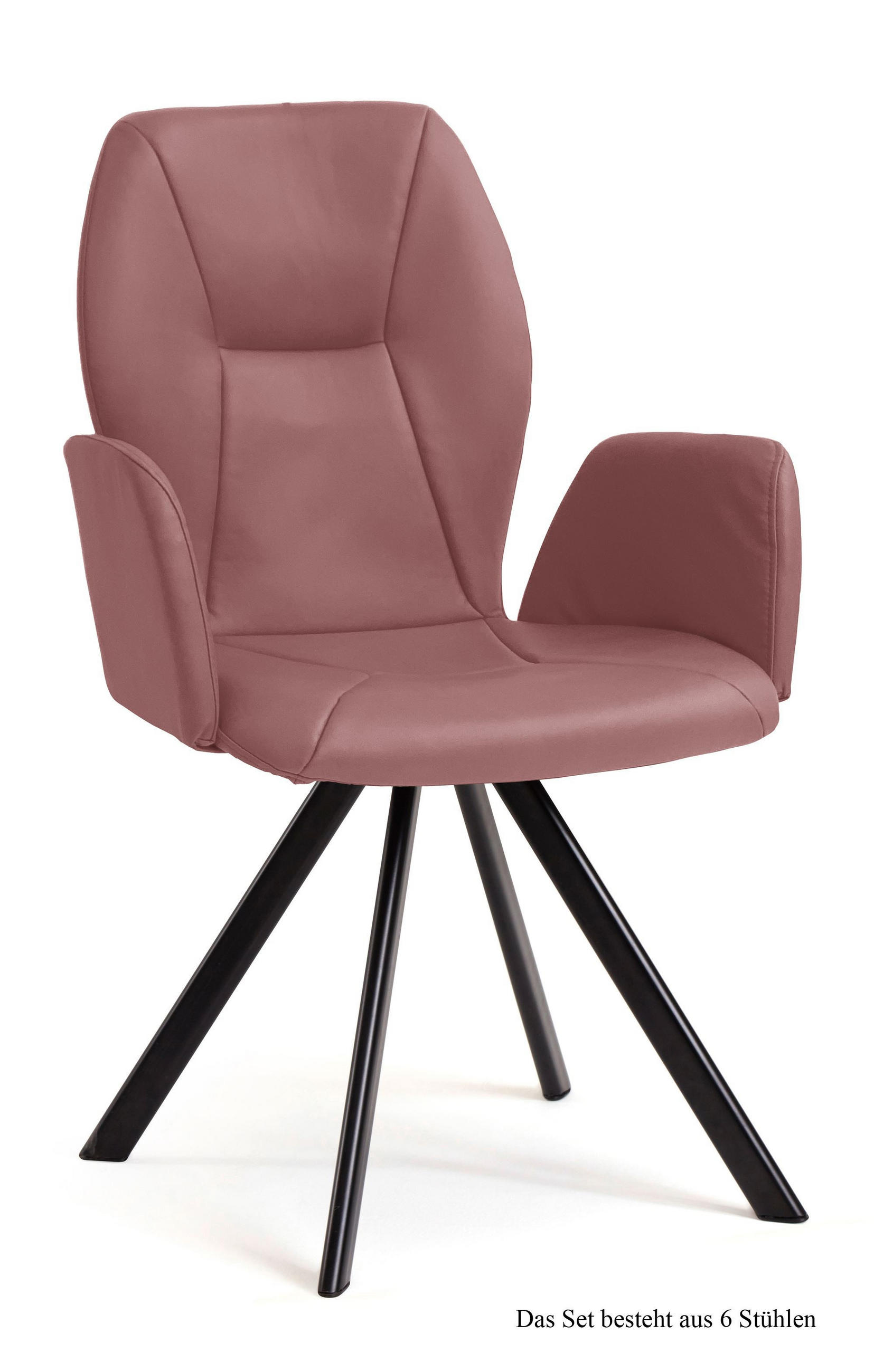 ARMLEHNSTUHL (6er-Set) Denna 58x92x60 Schwarz/Rosewood - Dunkelrosa/Schwarz, Kunststoff (60/92/58cm) - 58aufmkessel