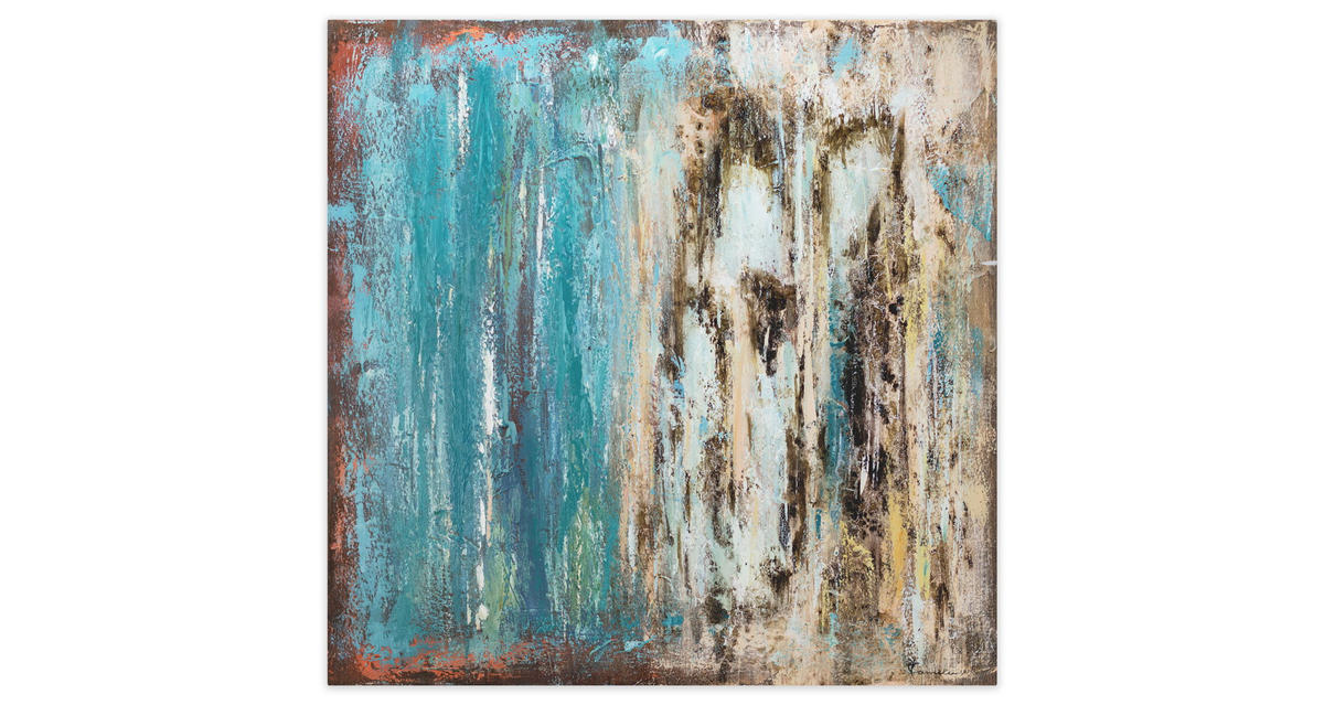 ÖLGEMÄLDE 80/80 cm - Blau/Braun, Holz/Textil (80/80cm) - KUNSTLOFT