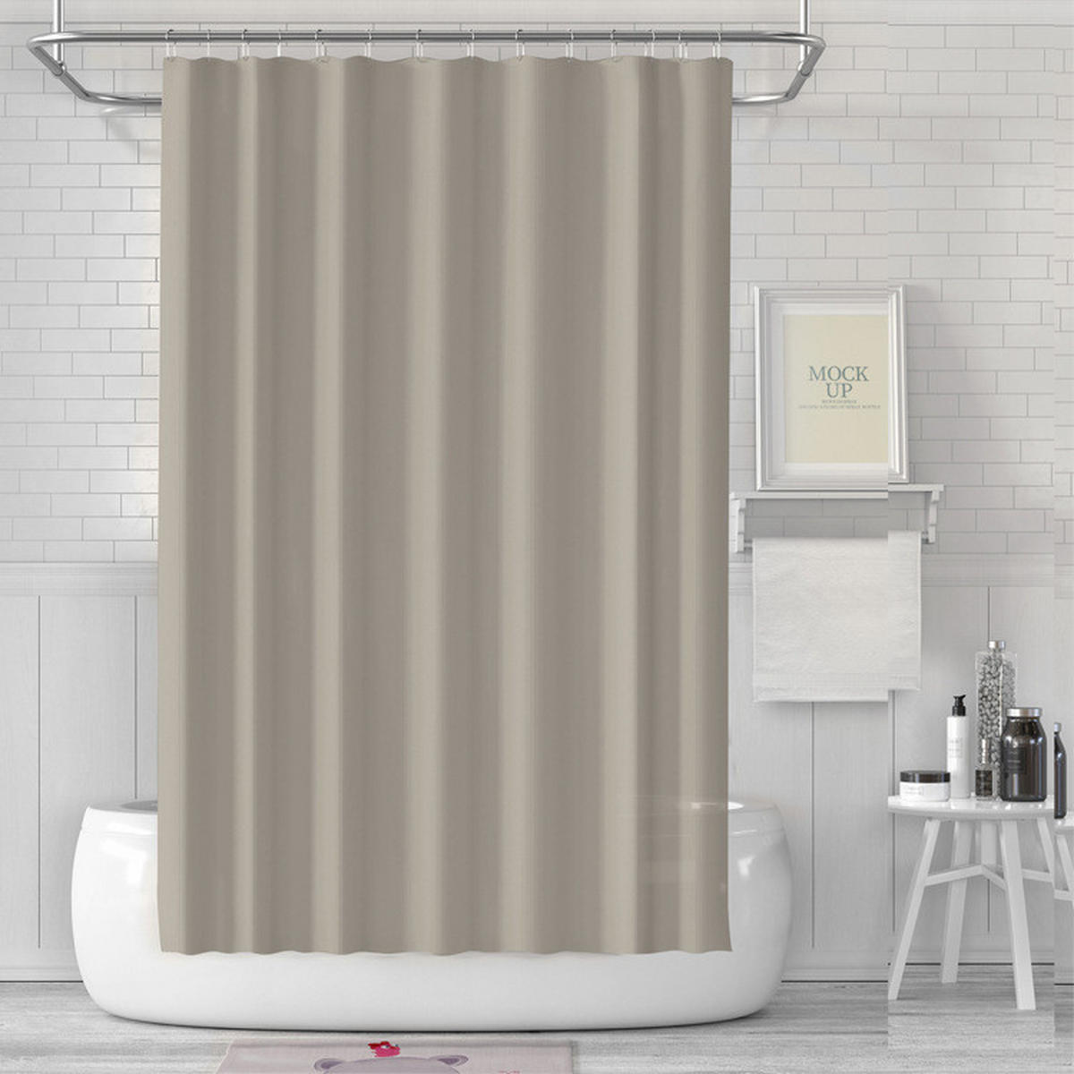DUSCHVORHANG Polyester weich wasserdicht mit Haken Badezimmer - Grau, Kunststoff (180/180cm) - MCBOSON