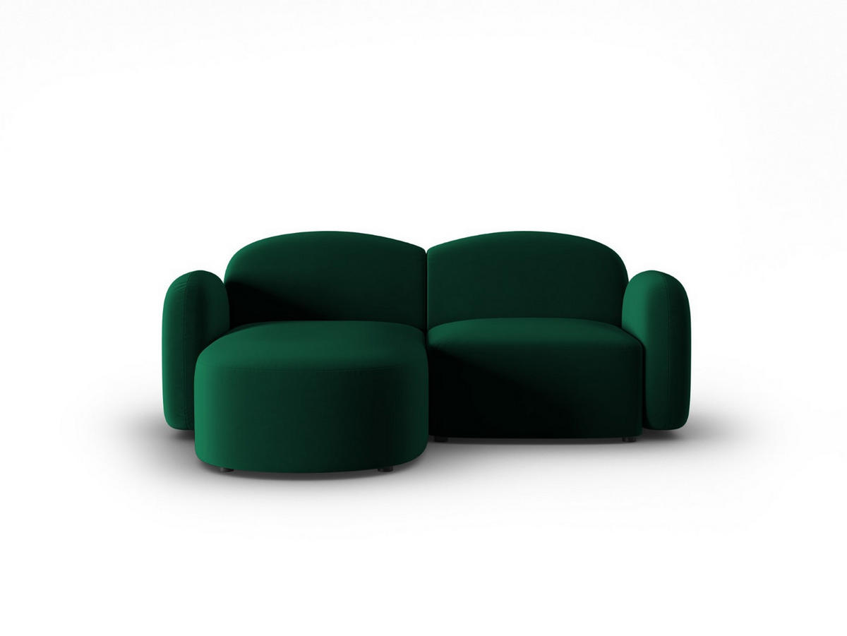 ECKSOFA links Blair aus Samt flaschengrün 3 Sitzplätze - Grün, Textil (155/194cm) - Micadoni