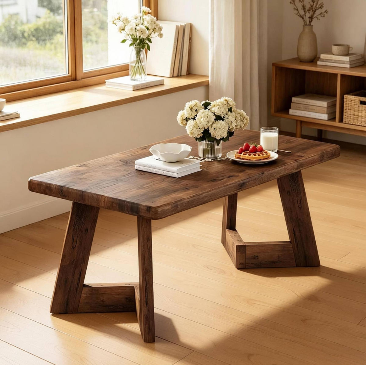 COUCHTISCH aus Spanplatte 120x60x51 cm Rustikales Braun im Landhaus-Stil - Kastanienfarben, Holz (120/60/50cm) - IVMEU