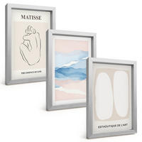 BILDER SET 3er Set - 20x30 cm Silberner Rahmen - Matisses abstrakte Formen - Silberfarben, Kunststoff (20/30cm) - TULUP