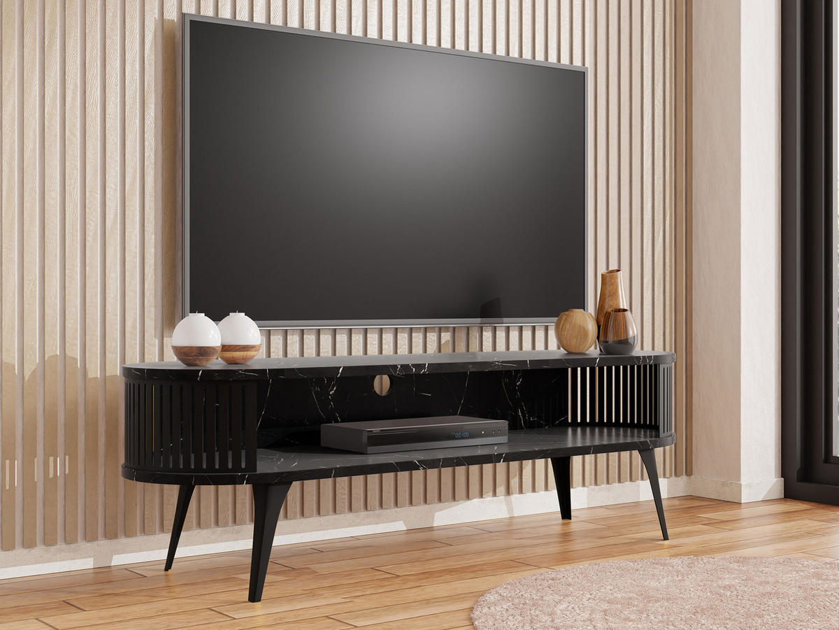 TV-LOWBOARD Roenni Oval - Multicolor/Schwarz, Holzwerkstoff/Metall (140/44/40cm) - MIRJAN24