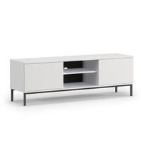 LOWBOARD Queba 2T Weiß 150/50/41 cm – TV Lowboard weiß mit Türen - Schwarz/Weiß, Holzwerkstoff (150/50/41cm) - AX Living