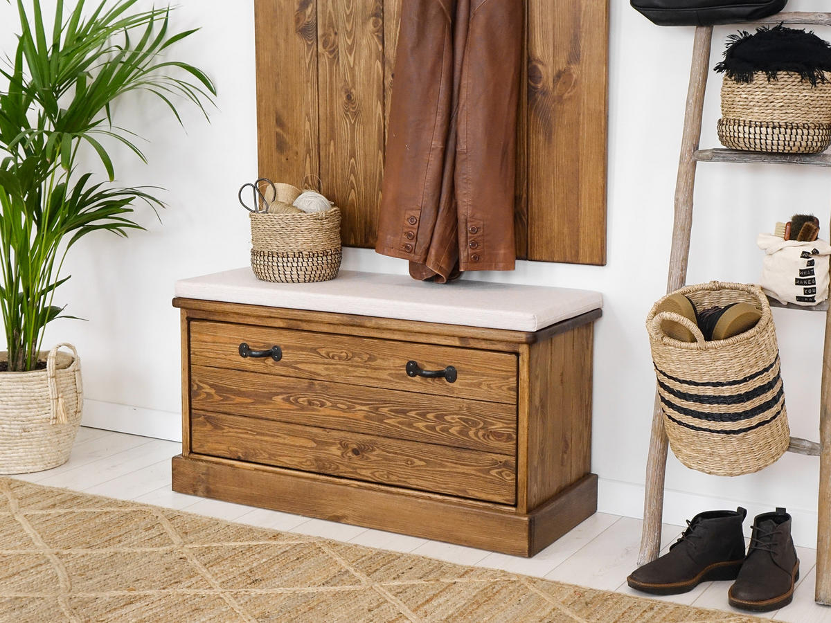 SCHUHSCHRANK aus Massivholz Rustyk 1 - Dunkelbraun, Holz (100/50/40cm) - Seart