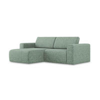 ECKSOFA Links Strukturstoff Stoff Grün - Schwarz/Hellgrün, Kunststoff/Textil (167/224cm) - Makamii
