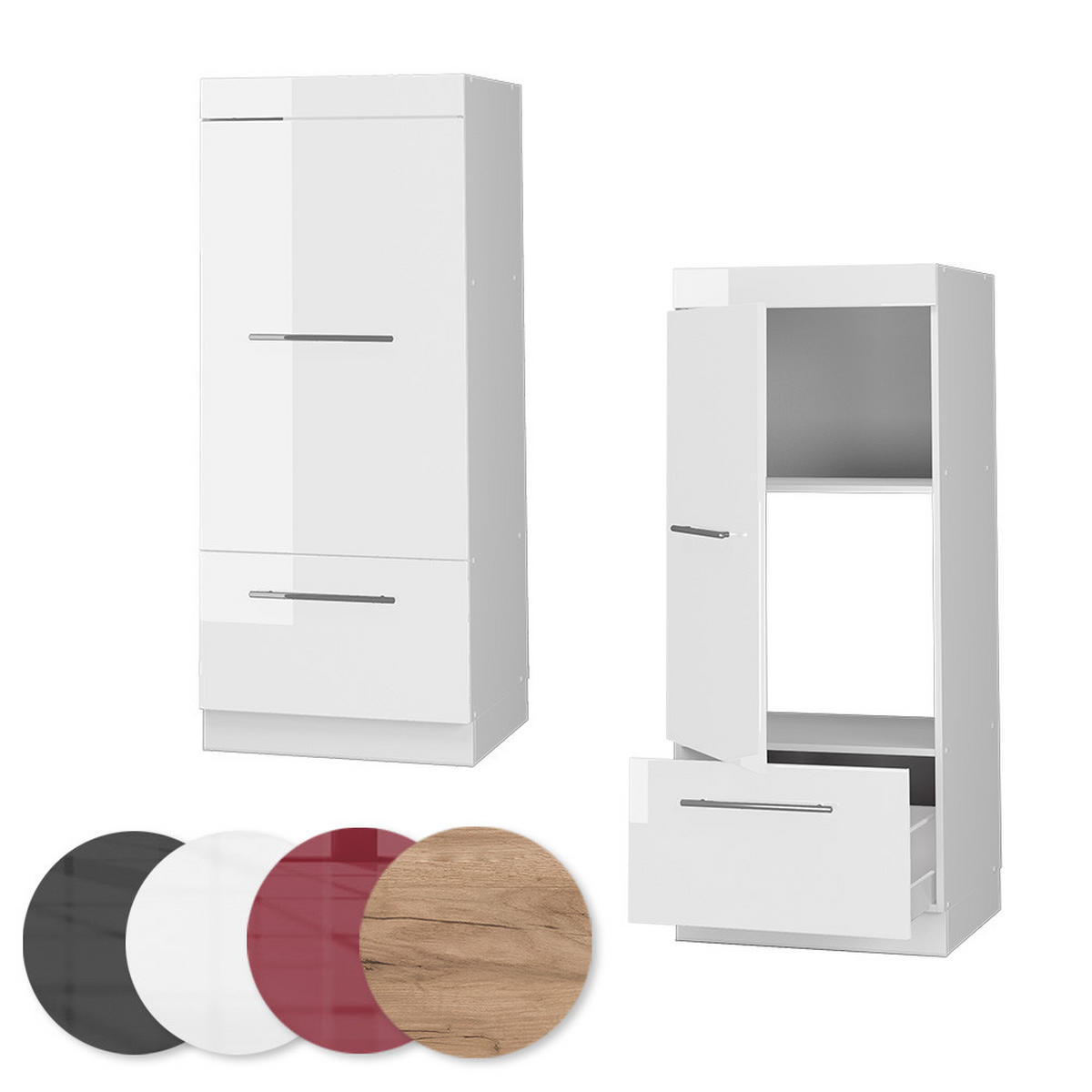 MIKROWELLENSCHRANK Fame-Line Weiß Hochglanz 60 cm - Weiß Hochglanz/Weiß, Holzwerkstoff (60/153.6/58.1cm) - Vicco