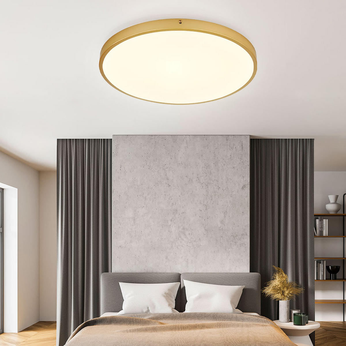 LED DECKENLEUCHTE Metall Messing Opal - Messingfarben, Metall (45/45/3cm) - Globo Lighting