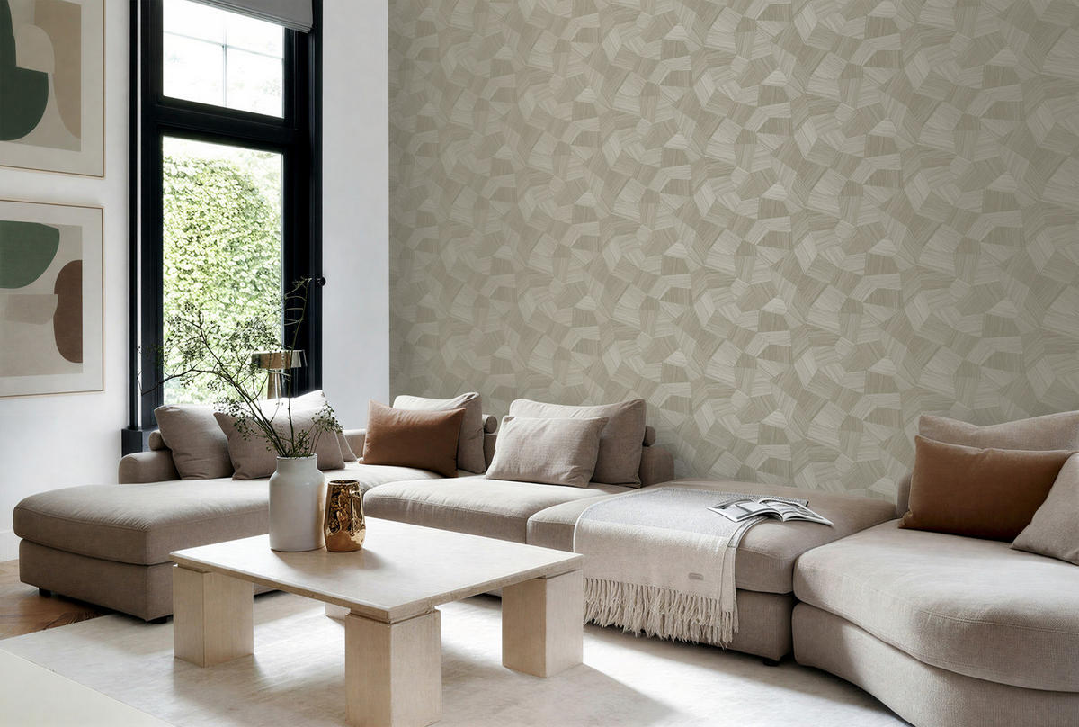 TAPETE 3D-Muster 53 cm x 10.05 m - Beige, Papier (53/1000cm) - Origin Wallcoverings