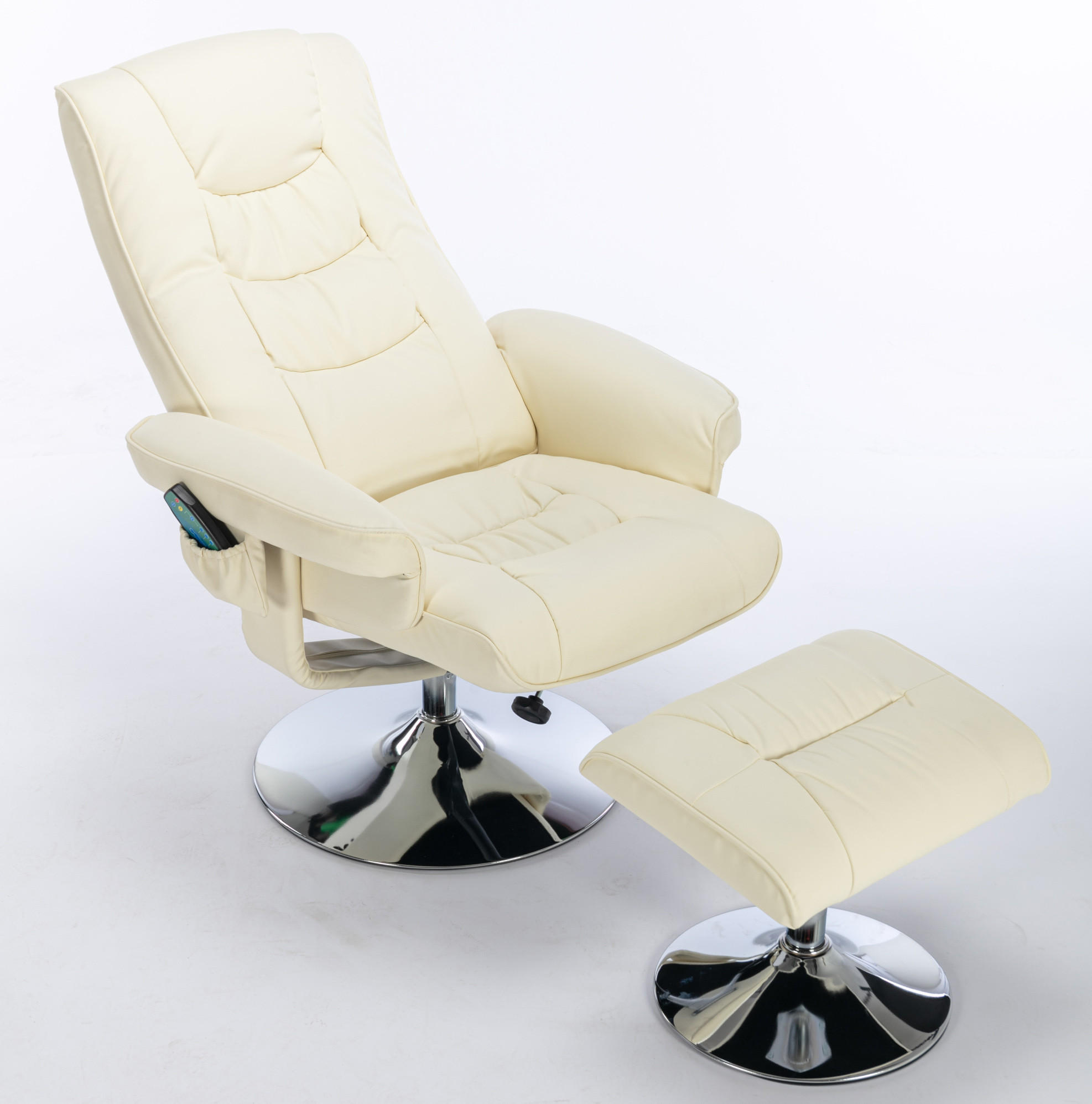 MASSAGESESSEL PU-Leder mit Fußhocker 79/79/106 cm Beige - Beige, Kunststoff (79/106/79cm) - Redom