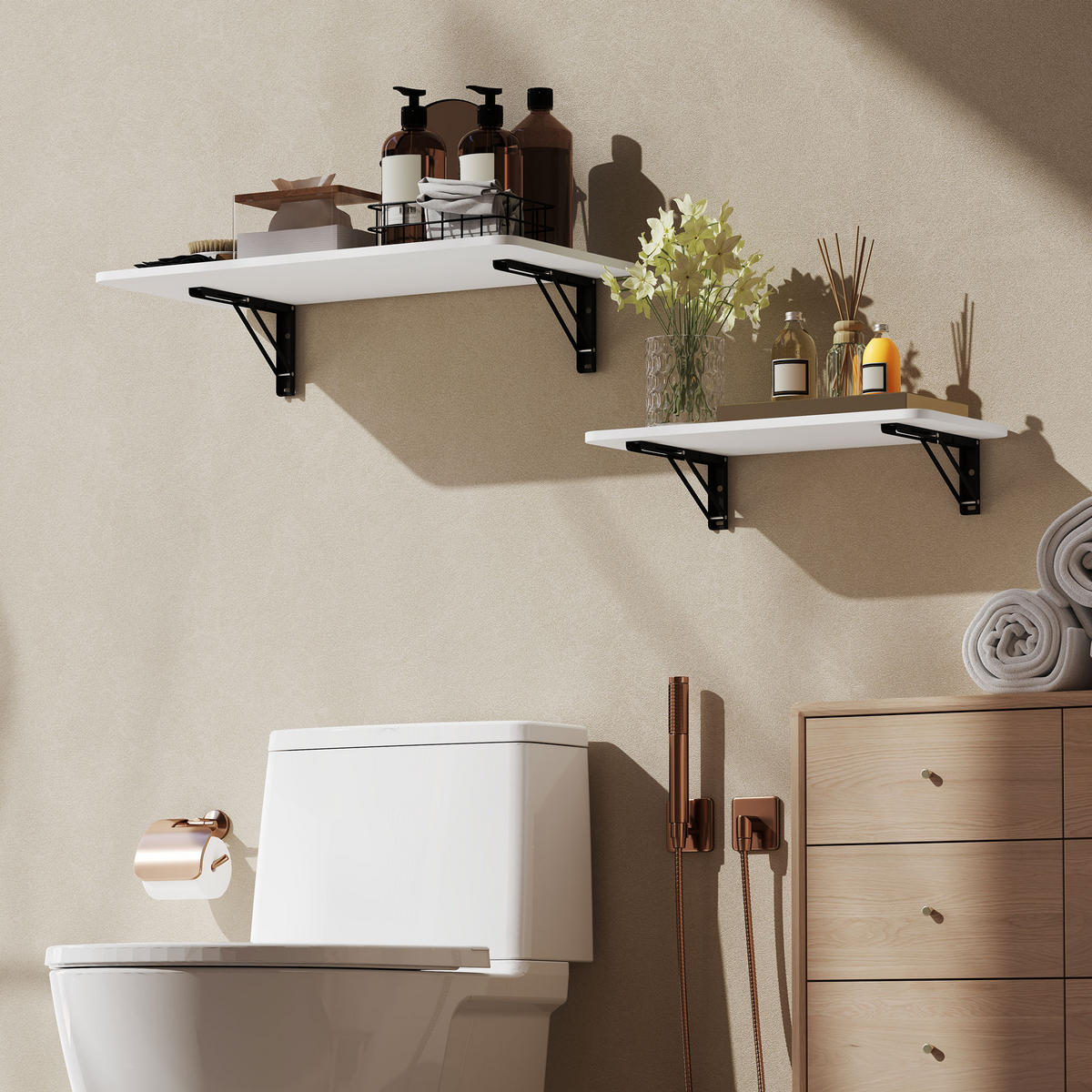 KÜCHENREGAL DE-11147 2er-Set, weiß hochglanz, klappbar Weiß - Weiß, Holzwerkstoff (40/16.5/80cm) - ComfortXL