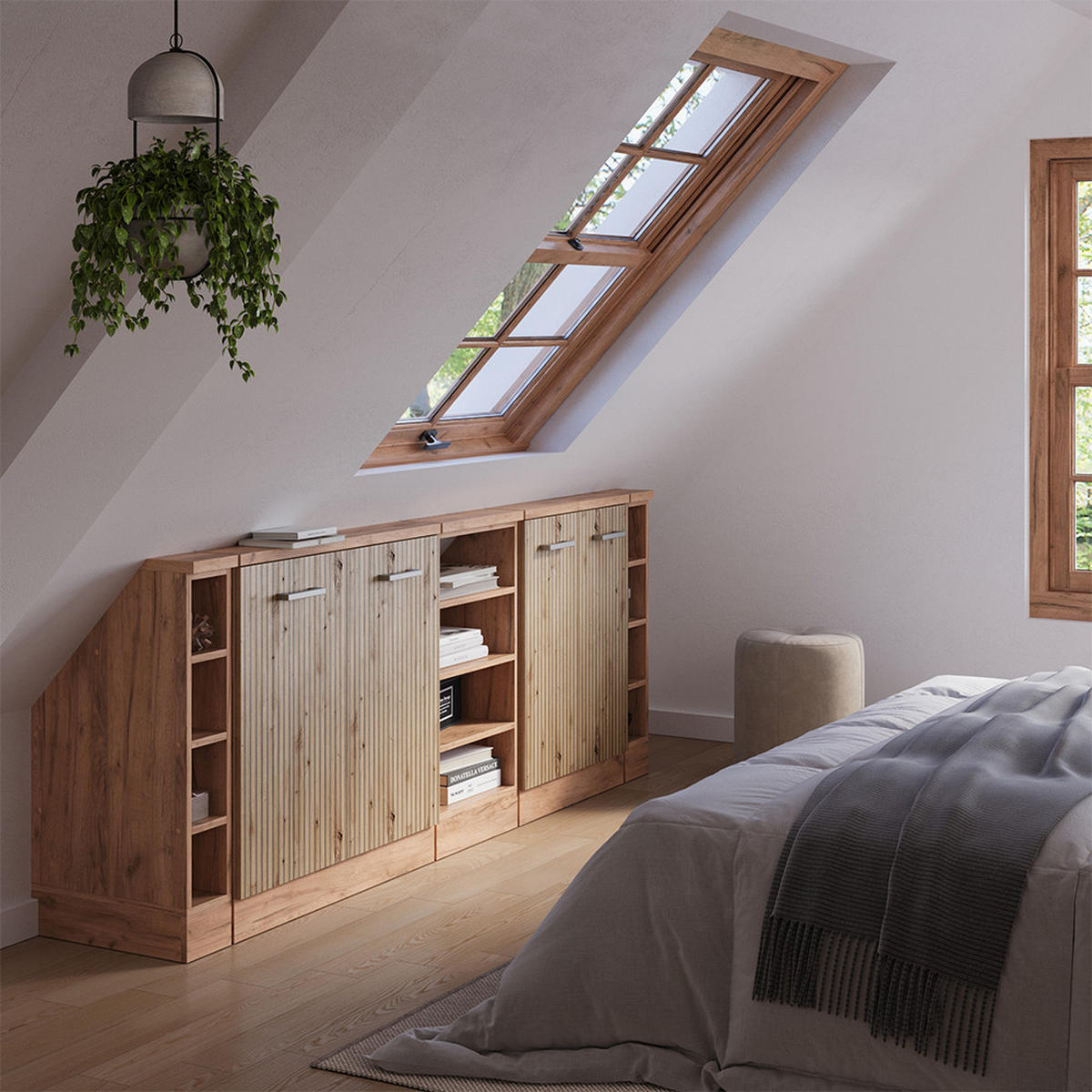 KUCHYŇSKÁ SKŘÍŇKA POD ŠIKMOU STŘECHU R-Line Dub Artisan / dub Goldkraft - medově dubová/dub artisan, kompozitní dřevo (210/81.6/46cm) - Vicco