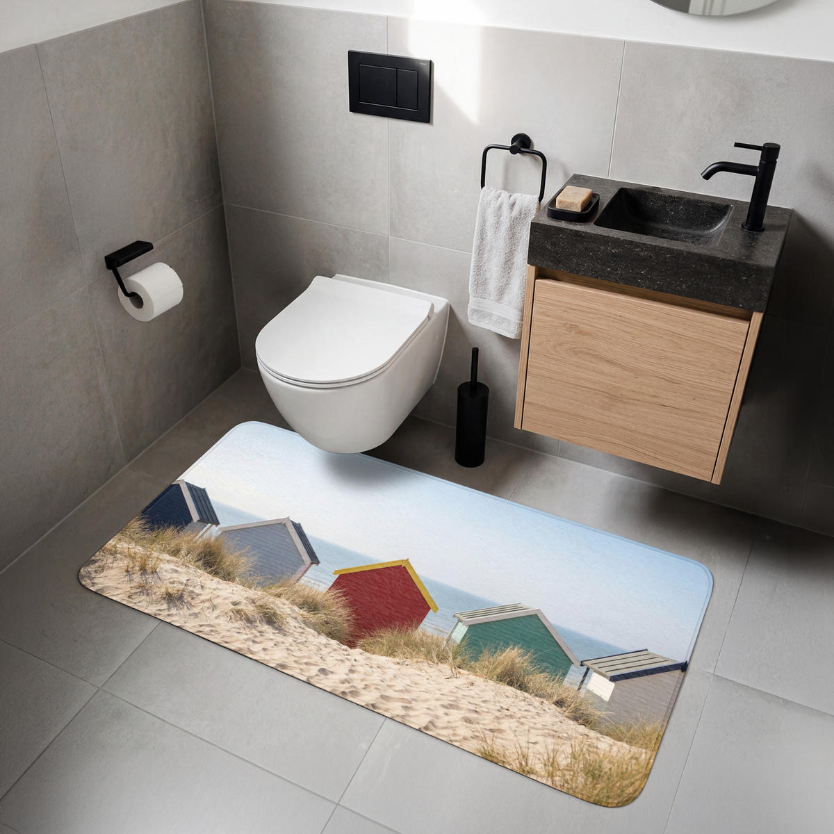 WC PŘEDLOŽKA Pláž - Chaty - Barevné - Duny 120x60 cm - různobarevná, textil/plast (120/1cm) - OnlyWow