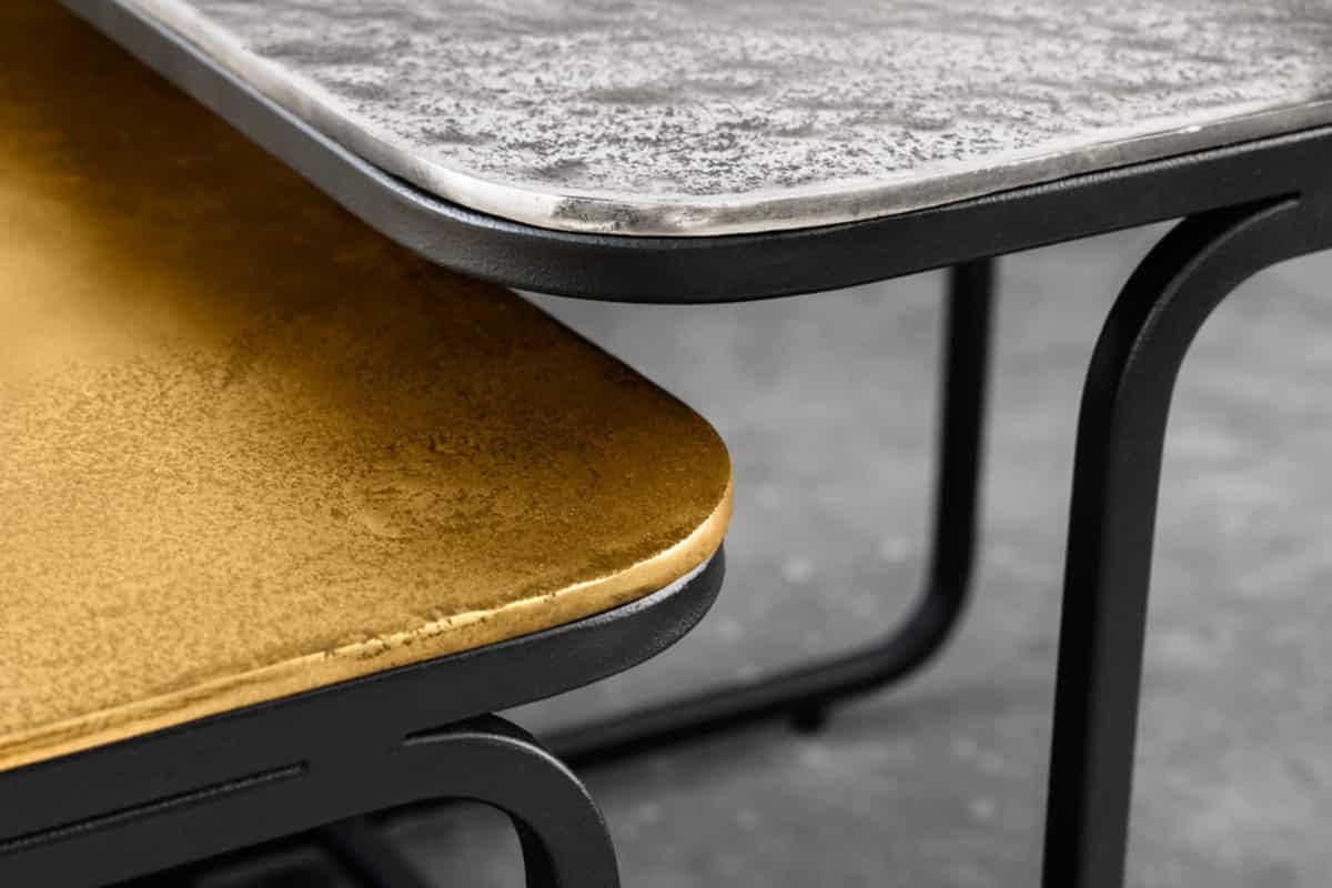 COUCHTISCH 2er Set ABSTRACT quadratisch, Metall, Gold, Silber 61cm - Silberfarben/Goldfarben, Metall (61/61/31cm) - riess-ambiente