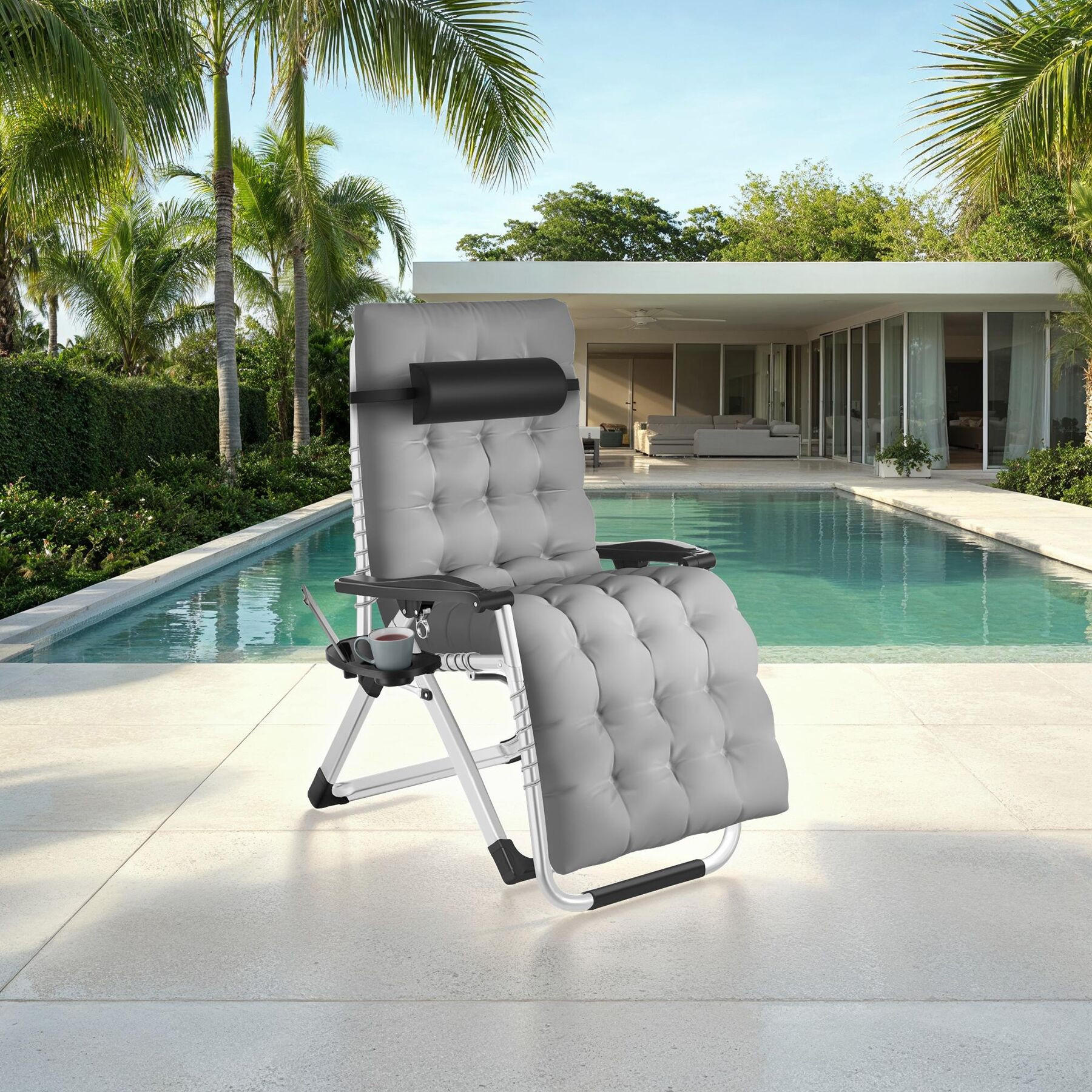 Thumbnail - tectake Sonnenliege, Hellgrau, Kunststoff, 84x103x113 cm, Gartenmöbel, Gartenliegen