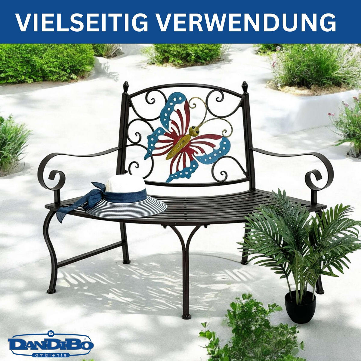BAUMBANK Halbrund Wetterfest Metall Braun - Braun, Metall (140/100/60cm) - DanDiBo