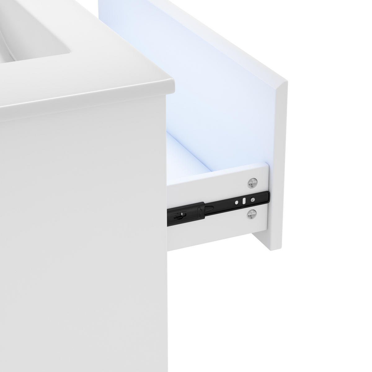 WASCHTISCHUNTERSCHRANK 76x46x45 cm Weiß aus Holzwerkstoff & Keramik mit LED-Sensorlicht - Weiß, Holzwerkstoff (76/45/46cm) - Modfu